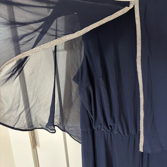 Chaus Midnight Blue Jumpsuit & Chiffon Overlay with Sparkling Silver Details - Picture 4 of 7